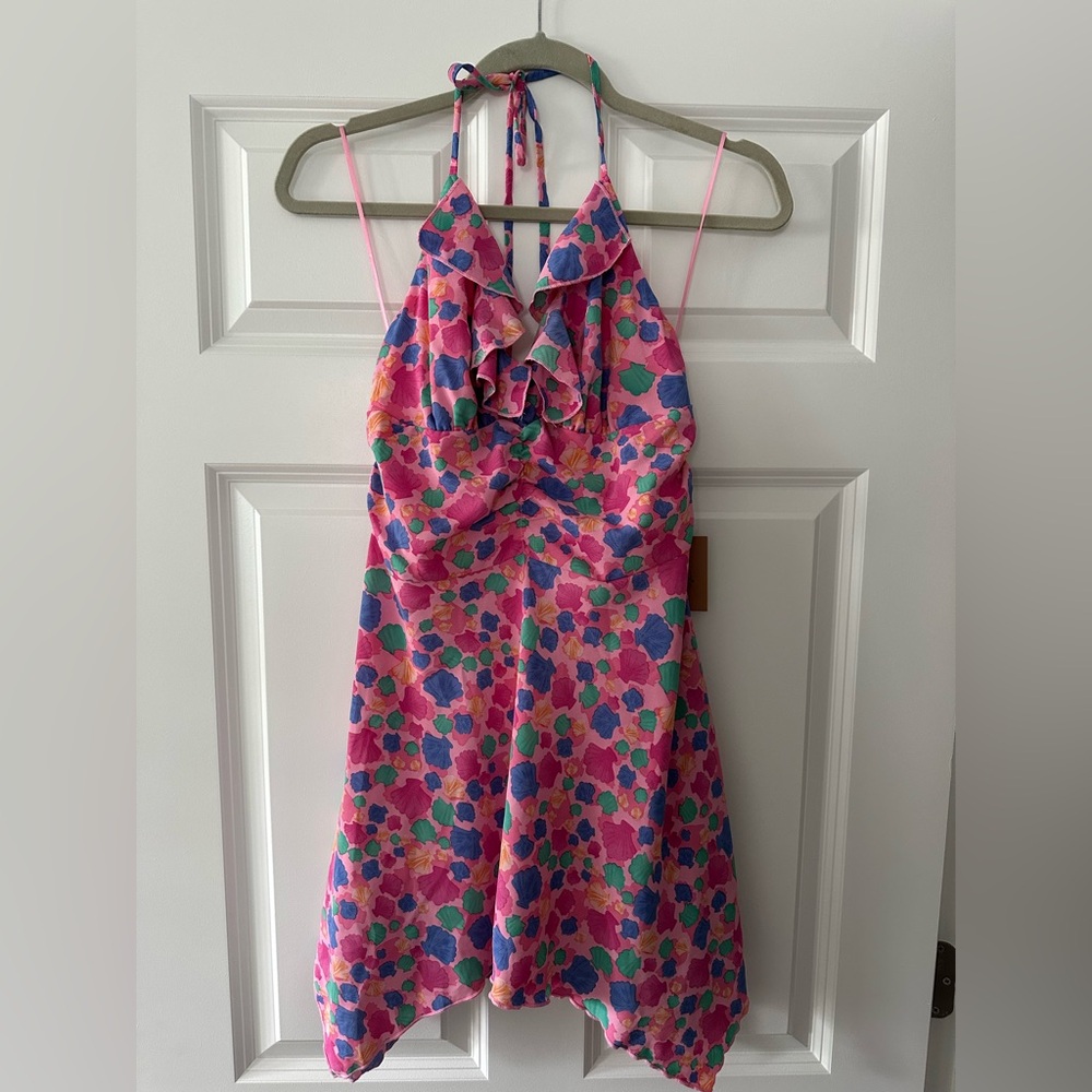 Beachy Halter Dress with Ruffle Detail